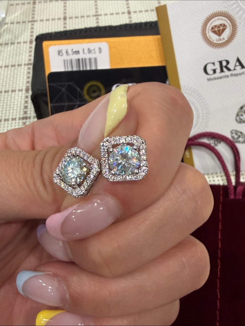Classic Square Halo Stud Earrings with Clear Stones - Silver
